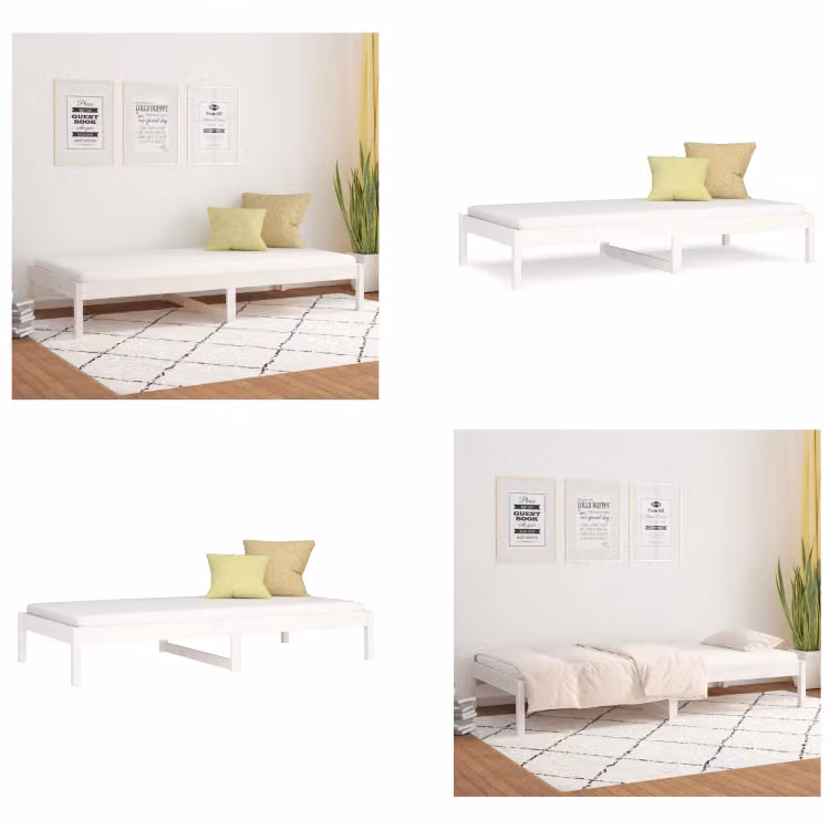 vidaXL Letto da giorno bianco 80x200 cm in pino massiccio - Letto da giorno - Letti da giorno - Divano letto - Letto per ospiti