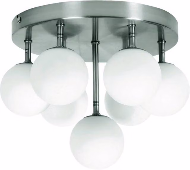 Lampadario moderno Candellux Etiuda 97-89314 in metallo e vetro argento e bianco con 7 lampadine G9