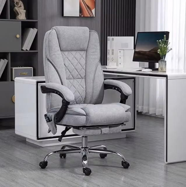 Sedia da ufficio ergonomica con massaggio, calore e poggiapiedi