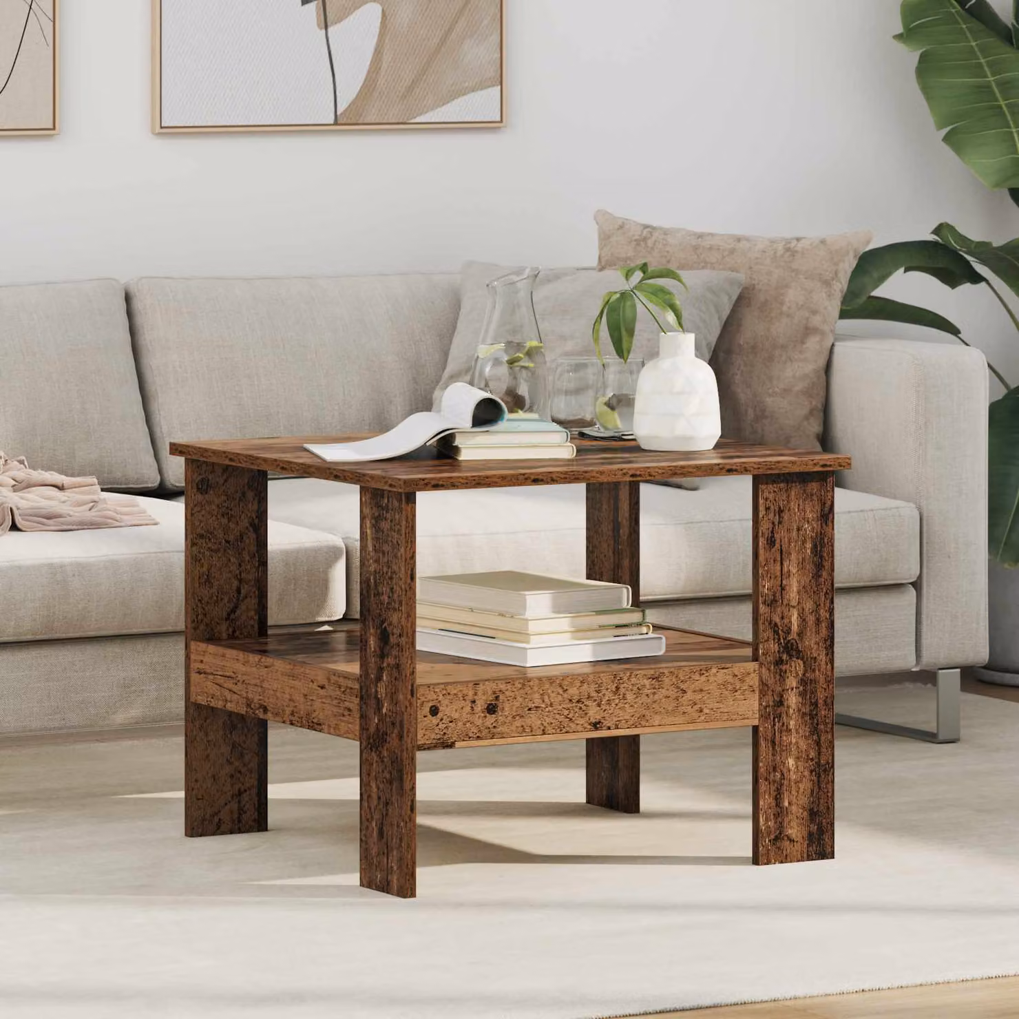vidaXL Tavolino da salotto moderno in legno marrone L: 57 cm, P: 55 cm, H: 45 cm