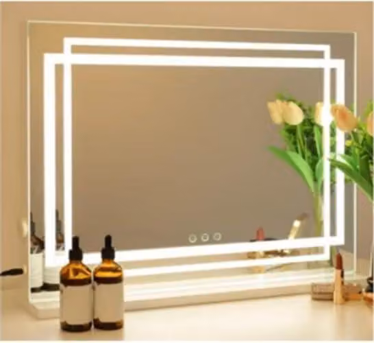 Specchio da trucco Hollywood con illuminazione a LED, 3 modalità di colore e funzione di regolazione dell'intensità luminosa