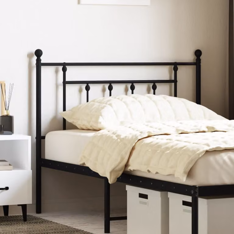 Testiera di ricambio vidaXL in metallo nero laccato, stile classico, L: 112 cm