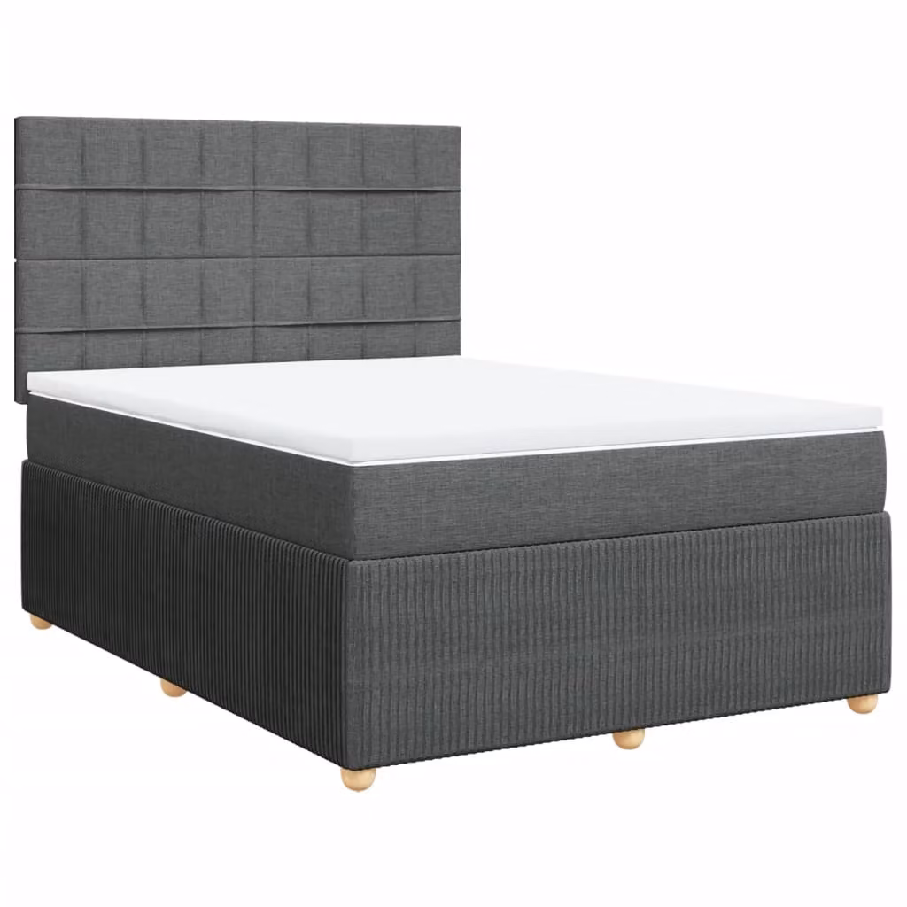 Giroletto a Molle con Materasso Grigio Scuro 160x200 cm Tessuto