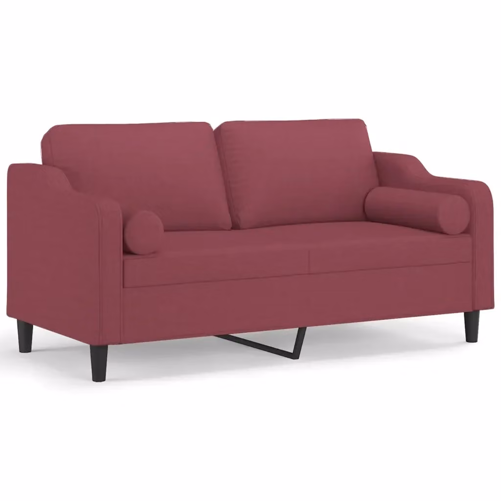 vidaXL Divano a 2 Posti Moderno in Tessuto Rosso con Cuscini e Coperture Rimovibili – 2