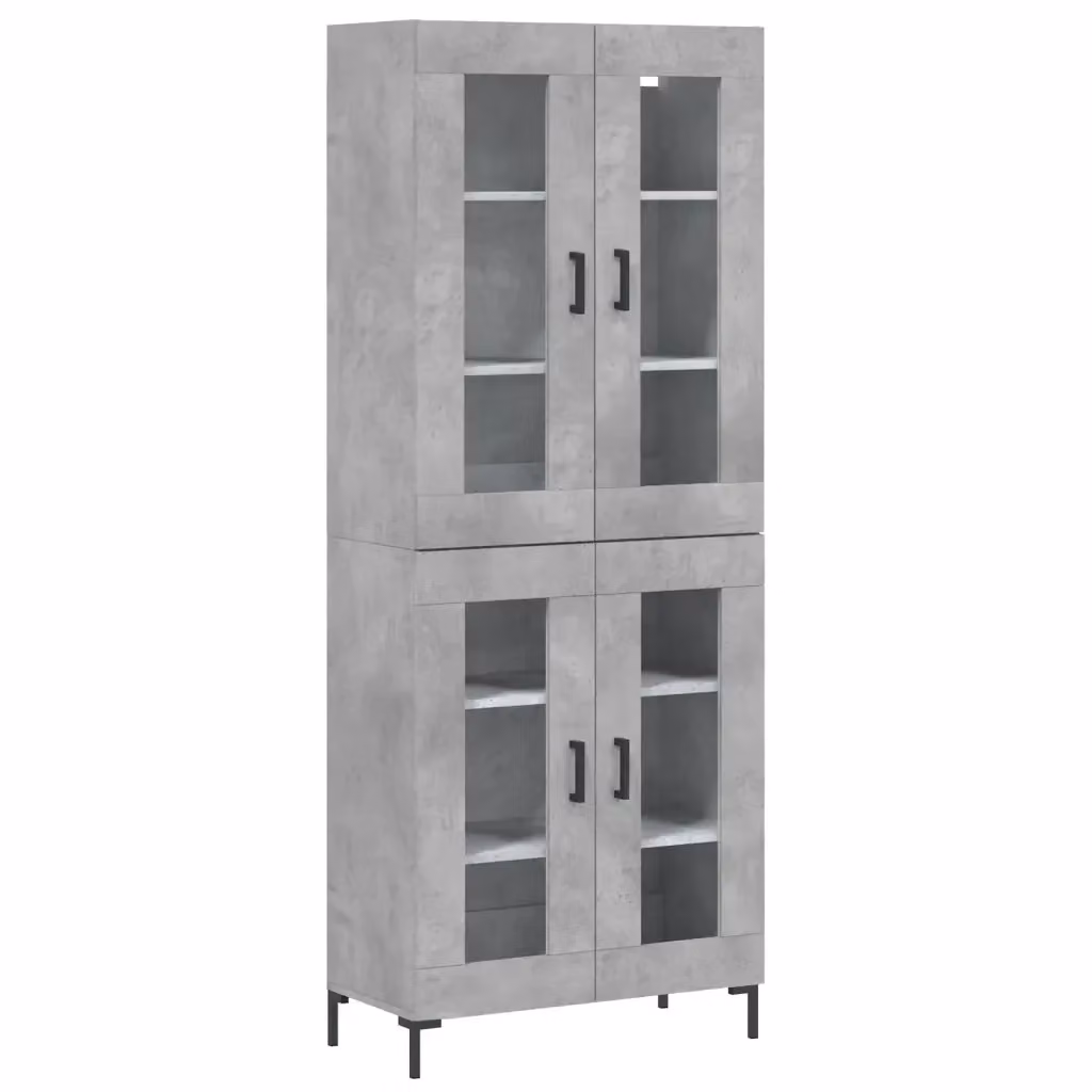 Credenza moderna vidaXL in legno, vetro e metallo, colore grigio, L: 69,5 cm, P: 34 cm, H: 180 cm – 2