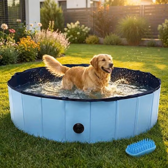 Vasca per cani Ø 120 cm x H 30 cm, resistente, antiscivolo e salvaspazio, per uso interno ed esterno