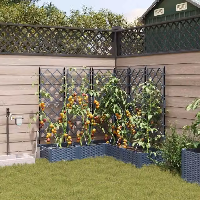 Vaso da giardino 5 pz Grigio 120 x 120 x 126 cm PP 42002878