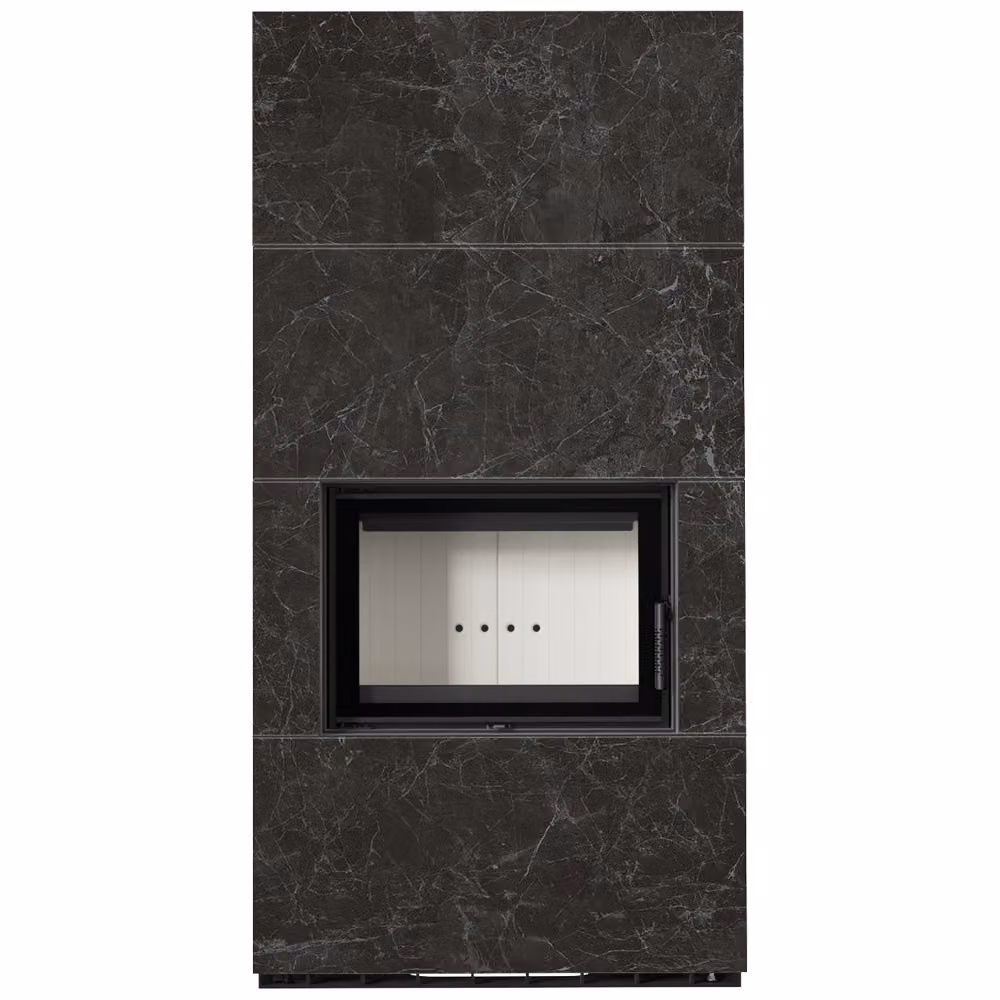Kit caminetto KRATKI FLOKI BOX 8 kW Ø 160 Sinterizzazione al quarzo NATURALI NERO GRECO