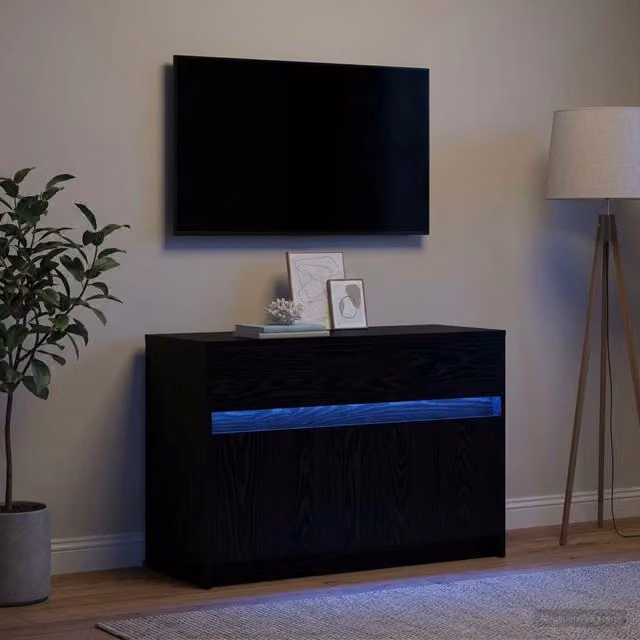 Mobile TV 91 x 34 x 61 cm Rovere Nero Legno ingegnerizzato 8010330