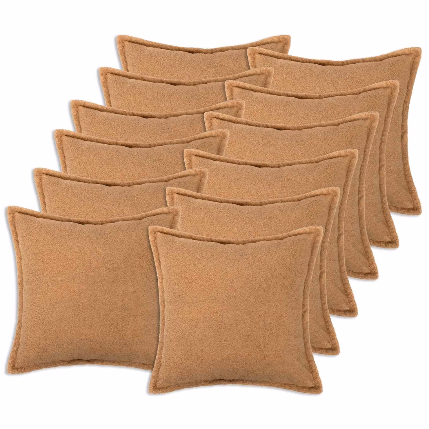 Set di 12 federe vidaXL HOUTEN beige in tessuto bouclé, L 50 cm x P 50 cm