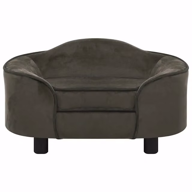 Divano per cani Design Mania in velluto grigio con struttura in legno di pino e fodera rimovibile L: 67 cm, P: 47 cm, H: 36 cm
