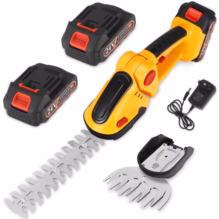 Forbici da potatura 2 in 1 a batteria, senza fili, 24 V, con 2 lame
