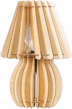 Lampada da tavolo Gino Vikasa Home in legno e beige con paralume a cono e attacco E27