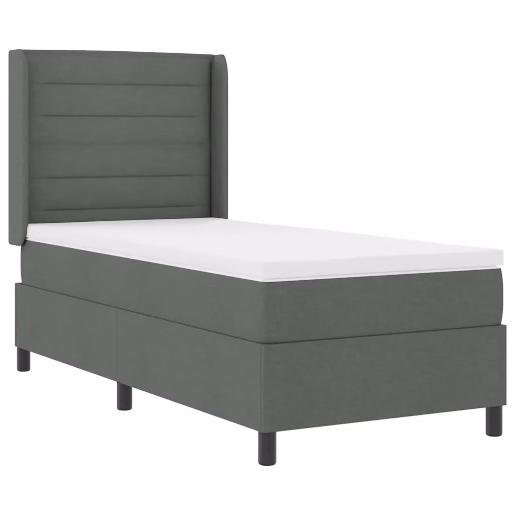 Letto moderno vidaXL con molle a sacchetto e illuminazione LED sottostante, rivestimento in tessuto grigio, L/P/H: 90 x 200 x 40 cm – 2