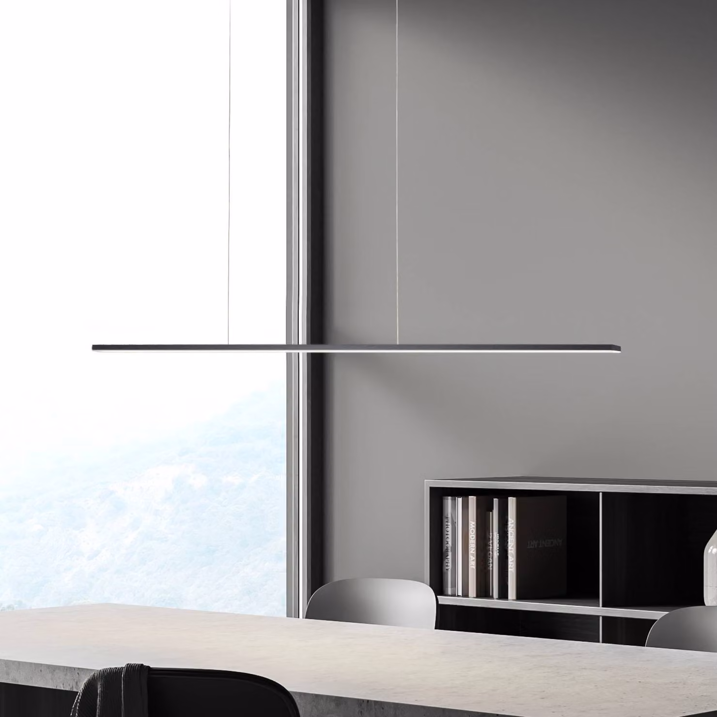 BOPP Lampada LED a sospensione Bopp Baseline 2.0, nera, lunghezza 119 cm dimmerabile, Nero, Soggiorno / Sala da pranzo, Alluminio, Moderno