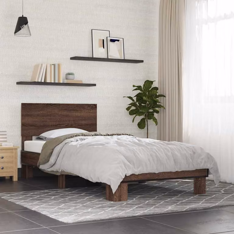 Giroletto vidaXL in Rovere Marrone con Doghe in Legno e Metallo L: 194,5 cm, P: 78,0 cm, H: 81,0 cm