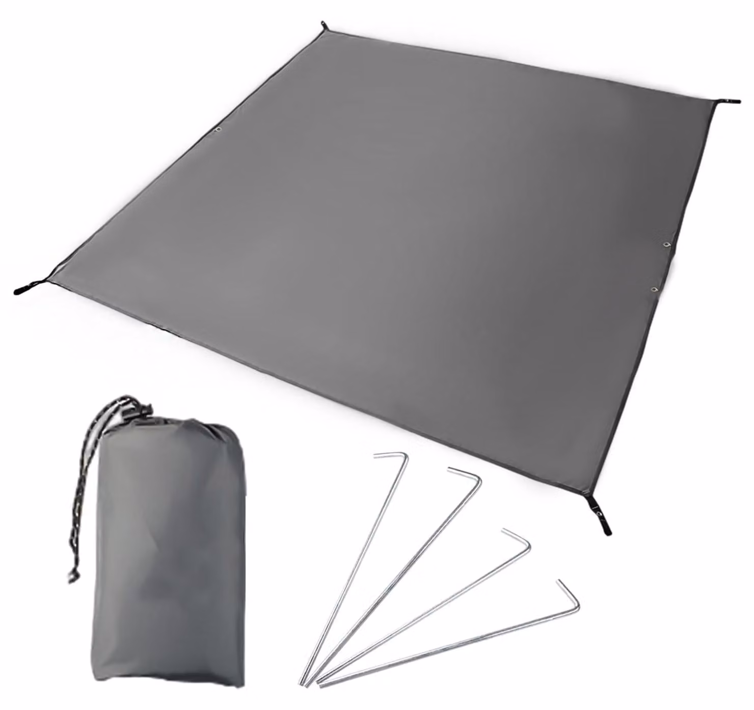 Omgoods - Telo per tenda da campeggio, 150 x 210 cm - Impermeabile - Telo multifunzionale - Borsa per il trasporto - 4 picchetti - Materiale resistente all'usura