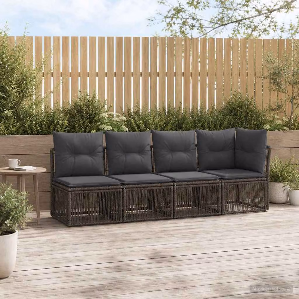 Divano angolare da giardino vidaXL in polyrattan grigio con 4 posti e bracciolo sinistro