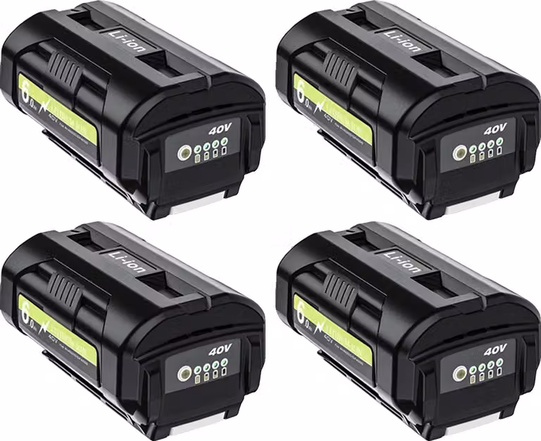 Batterie ricaricabili, capacità di 6000 mAh, tensione di uscita di 40V, compatibili con Ryobi, confezione da 4 batterie da 6,0 Ah