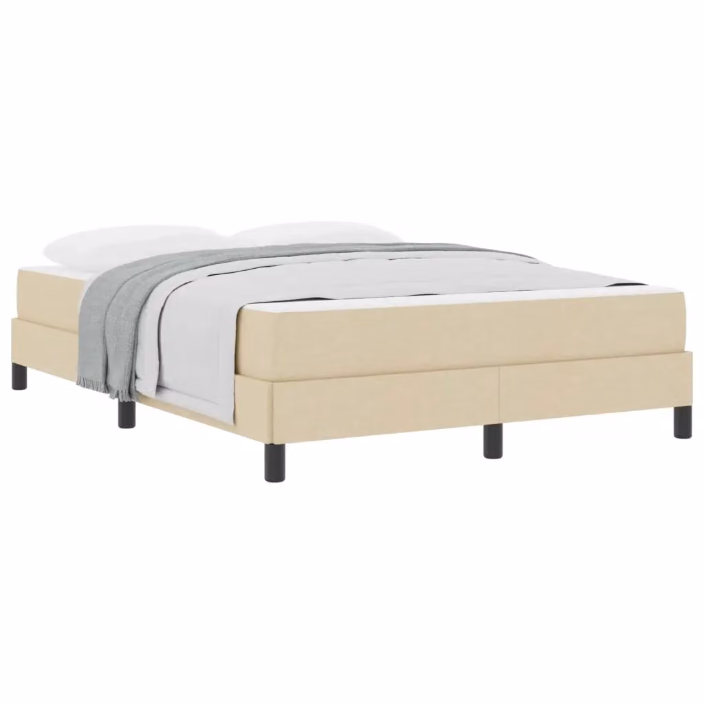 Letto a molle moderno vidaXL in tessuto beige con struttura in legno e metallo L/P/H: 140 x 190 x 280 cm – 2