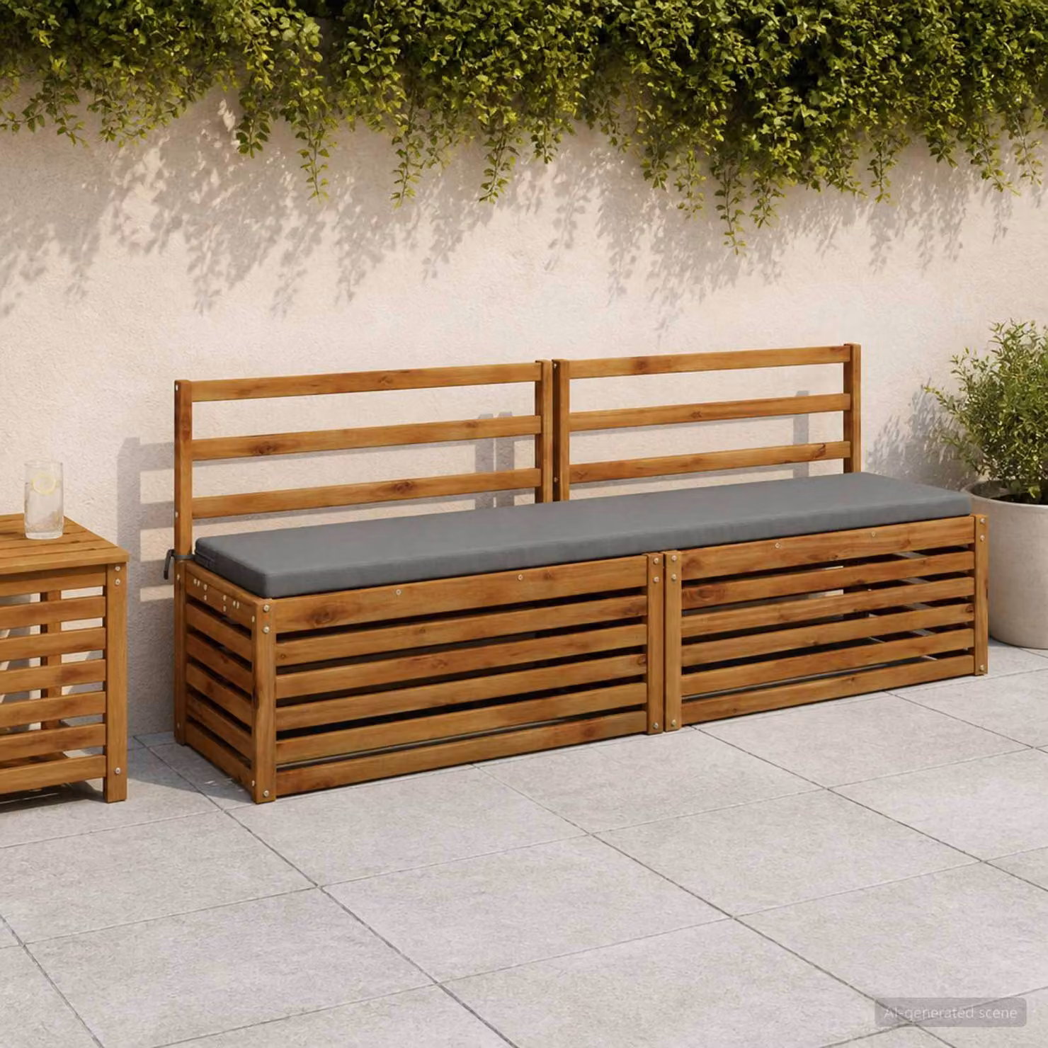 Set di 2 cuscini per panchina vidaXL SOEST in poliestere grigio con rivestimento rimovibile e resistente ai raggi UV