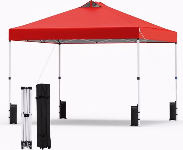 Tenda Gazebo Portatile con Installazione Istantanea e Tettuccio Argento, Colore Rosso, L/P/H: 300 x 300 x 270 cm