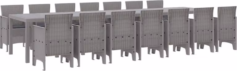 Set da pranzo da giardino con cuscini 15 pcs Grigio chiaro PP