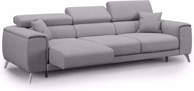Divano Fusion Divani.Store con 3 sedute allungabili in tessuto smacchiabile grigio L: 260 cm
