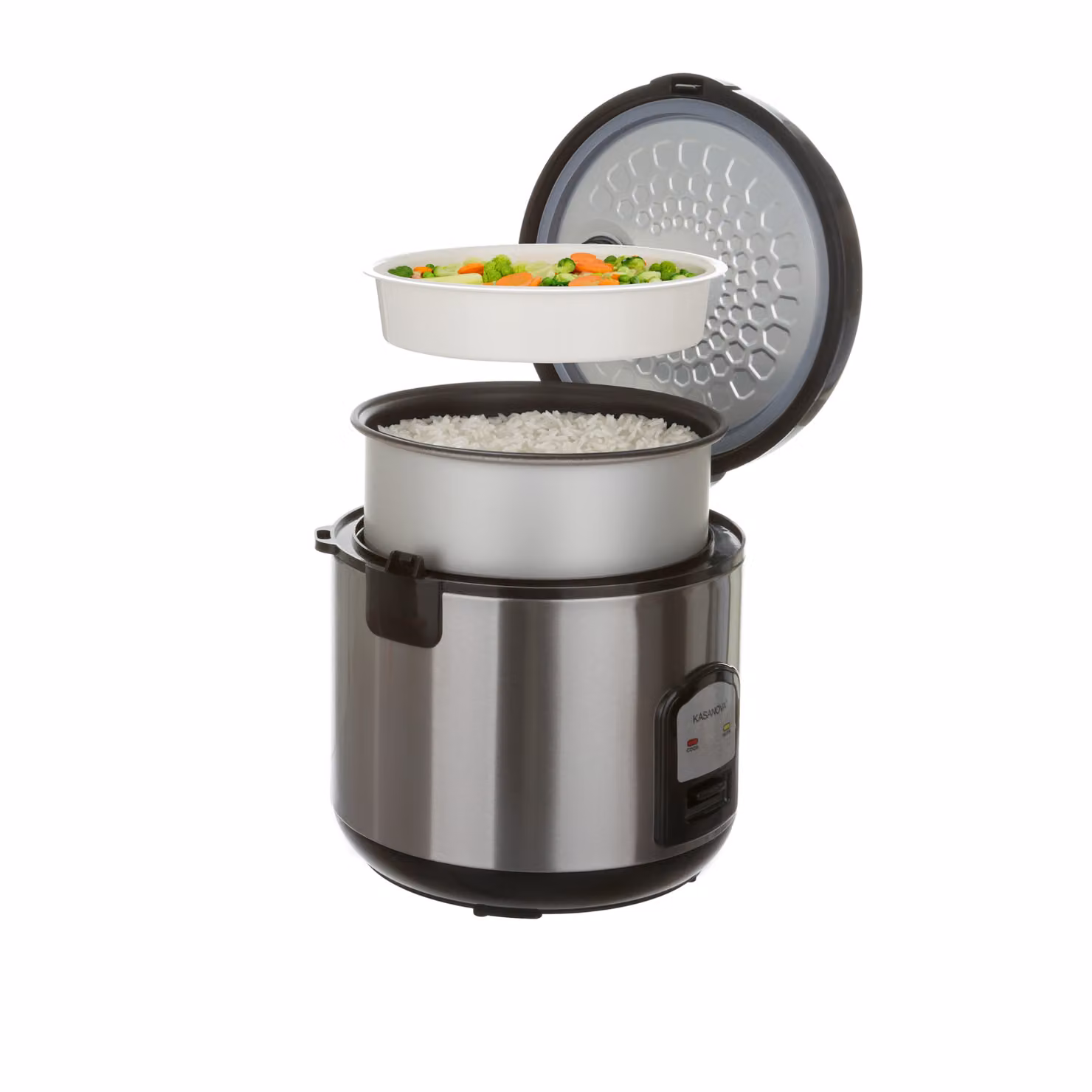 Cuociriso KASANOVA in acciaio inossidabile color argento, capacità 1,8 l, 700 W con funzione keep warm e spegnimento automatico – 2