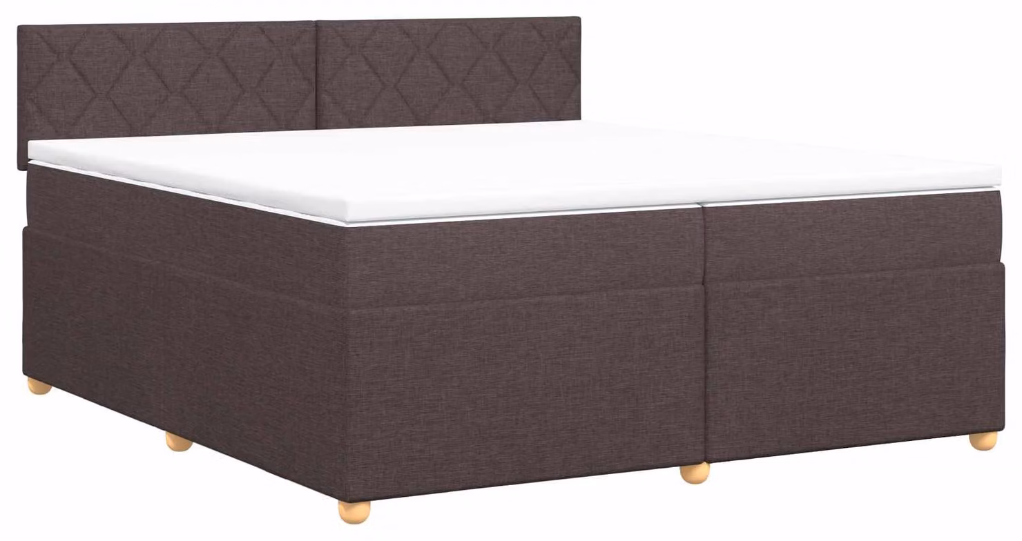Letto a molle con materasso marrone scuro 200 x 200 cm in tessuto