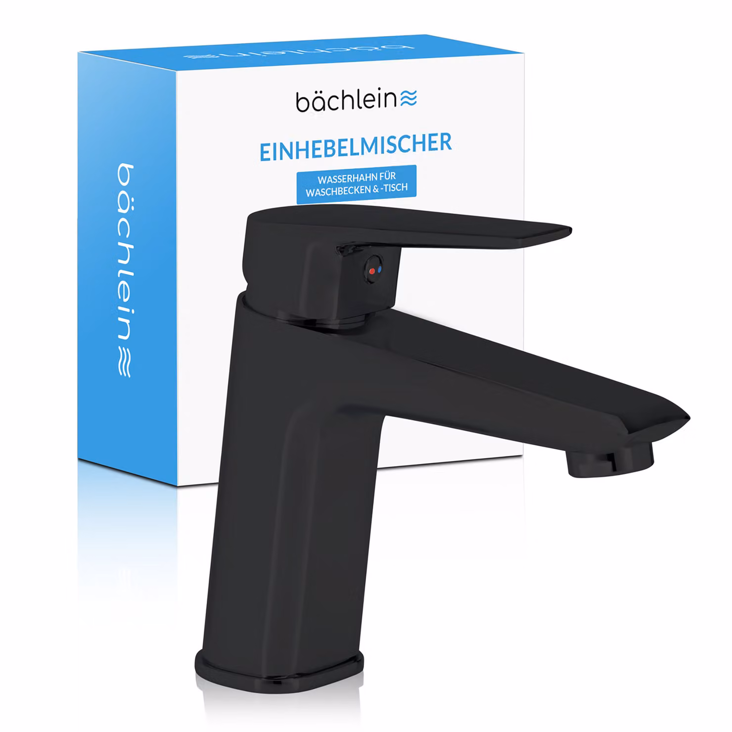Rubinetto da bagno Bächlein dal look classico, miscelatore monocomando con cartuccia in Vetroceramica di lunga durata, 2 tubi di collegamento e chiave di montaggio, miscelatore da bagno nero opaco
