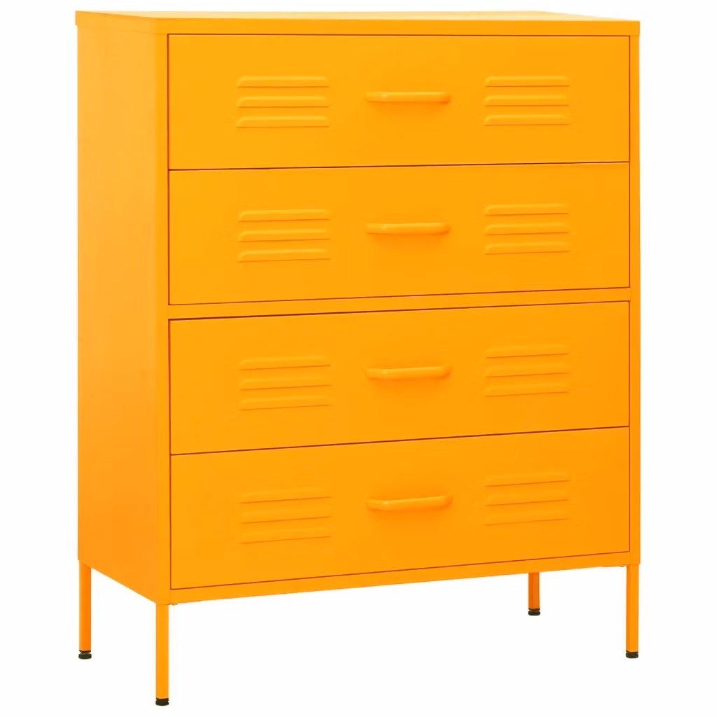 Cassettiera moderna vidaXL in metallo giallo lucido L 80 cm, P 35 cm, H 101,5 cm – 2
