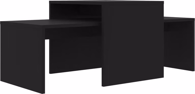 Set Tavolini da Salotto Nero 100x48x40 cm in Legno Multistrato