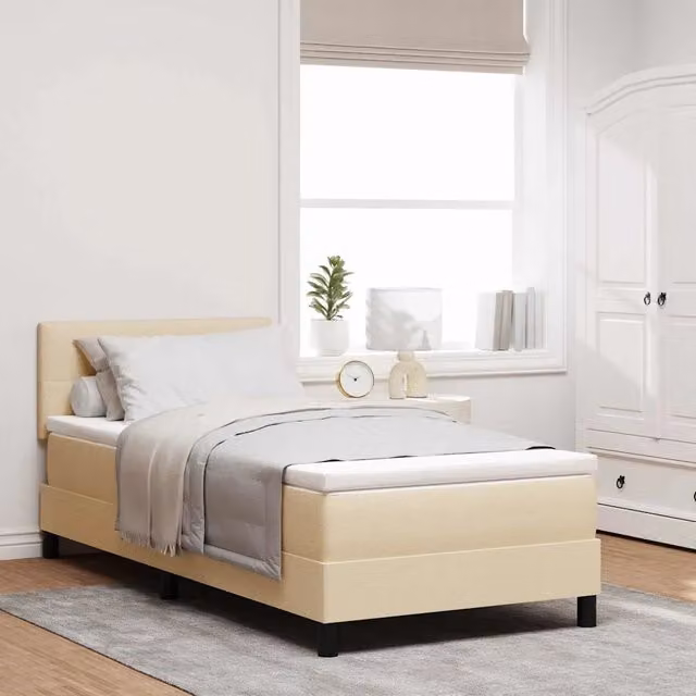 Letto a molle vidaXL in tessuto beige con strisce LED e porta USB L/P: 90 x 190 cm