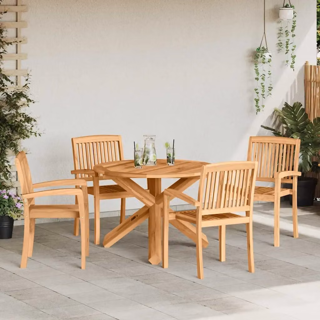 Set da pranzo per giardino e balcone vidaXL in legno di acacia marrone, 5 pezzi