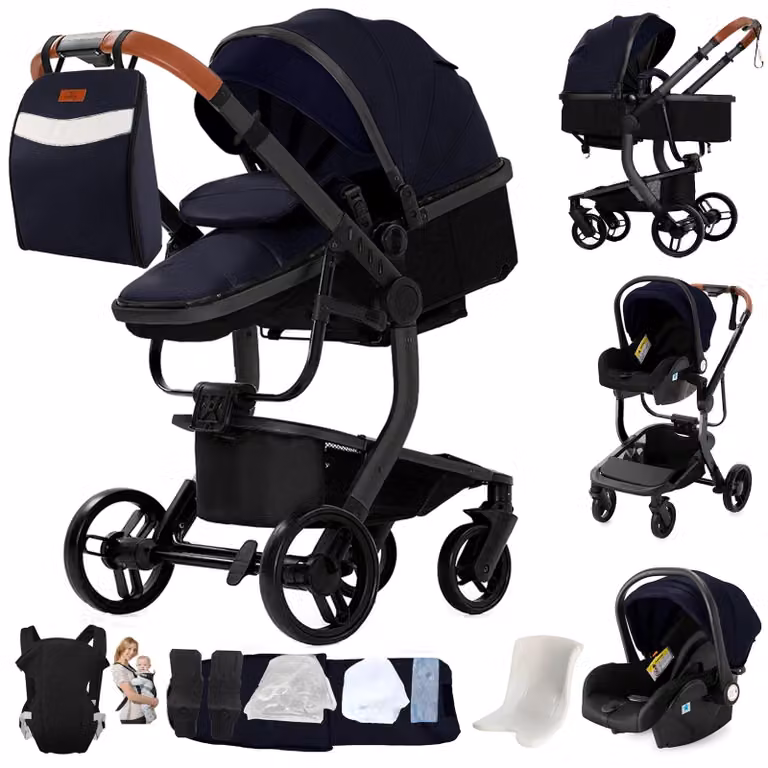 Passeggino per bambini, design impermeabile, funzione pieghevole, modello X518-HG, colore blu