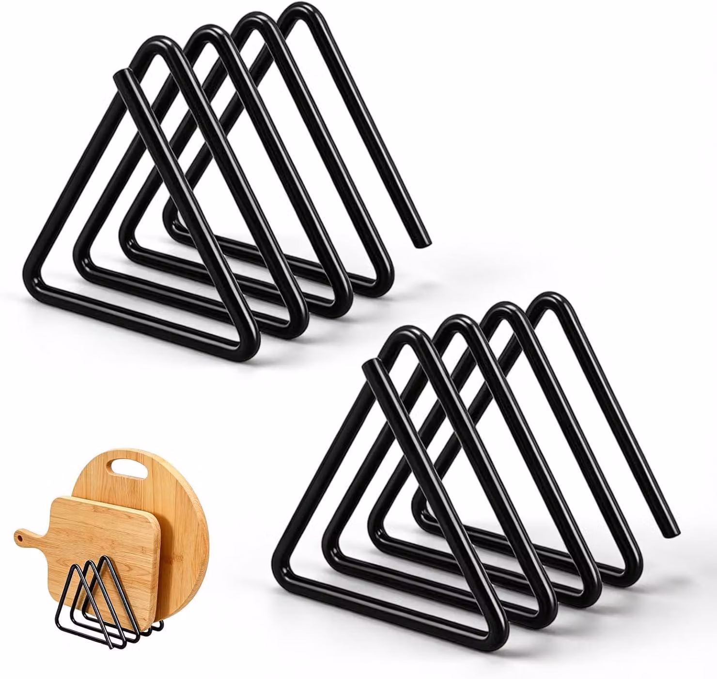 Porta taglieri in metallo, 2 pezzi, con 4 scomparti, dimensioni 10 x 10 x 9 cm, per la cucina