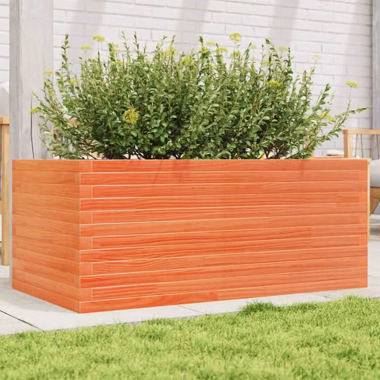 Fioriera da giardino vidaXL in legno massello di pino, colore marrone, L 110 cm x P 60 cm x H 45,5 cm