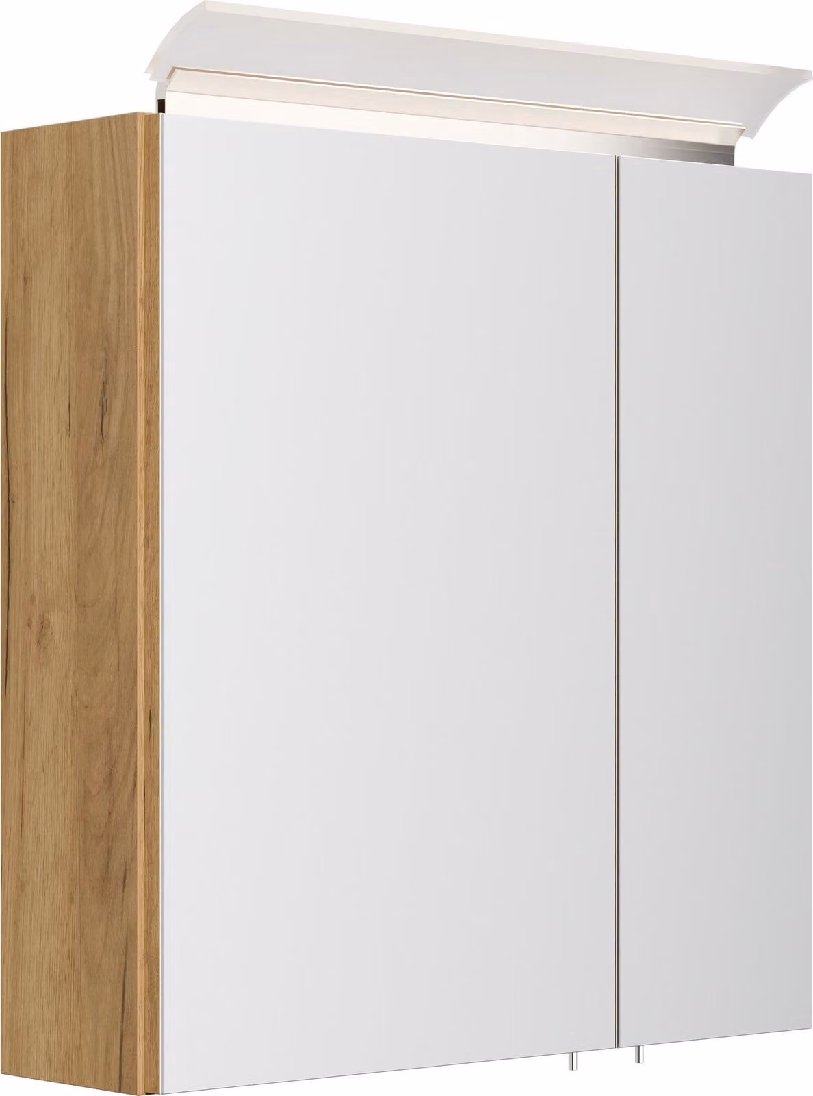 Specchiera 60 cm incl. lampada LED di design e ripiani in vetro bianco lucido