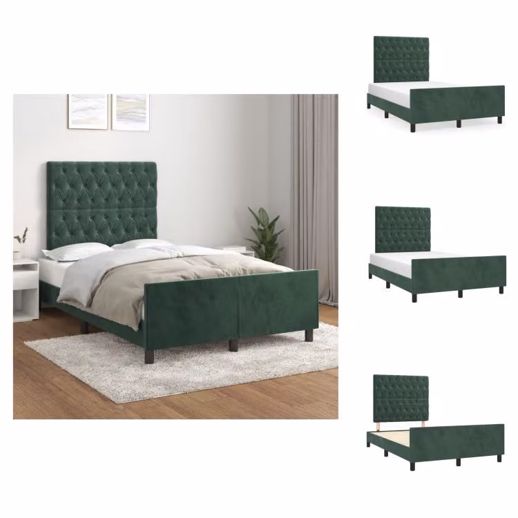 vidaXL Struttura letto con testiera in velluto verde scuro 120x200 cm - Letti e strutture letto