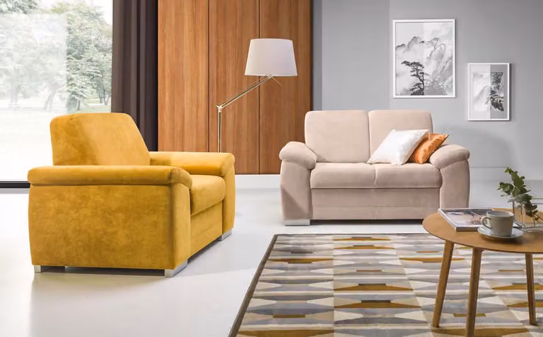 Sofagarnitur Set Polster Textil Stoff Couch 2+1 Sitzer Set Stoff Textil Couchen