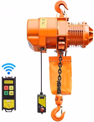 Paranco Elettrico a Catena VEVOR da 2000 kg, Modello G100 Trifase con Telecomando Wireless e Altezza di Sollevamento 6 m, Colore Arancione