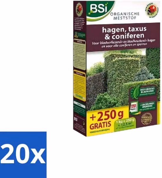 Concime organico BSI per la crescita di conifere Taxus con sterco di conifere, formulazione a rilascio lento per foglie azzurre, 1,25 kg per 12,5 m² (Confezione da 20 pezzi)