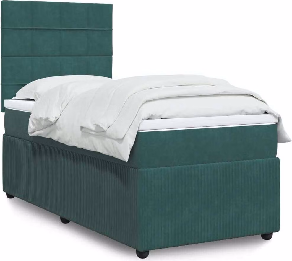 Maison Exclusive - Giroletto a Molle con Materasso Verde Scuro 90x200 cm Velluto