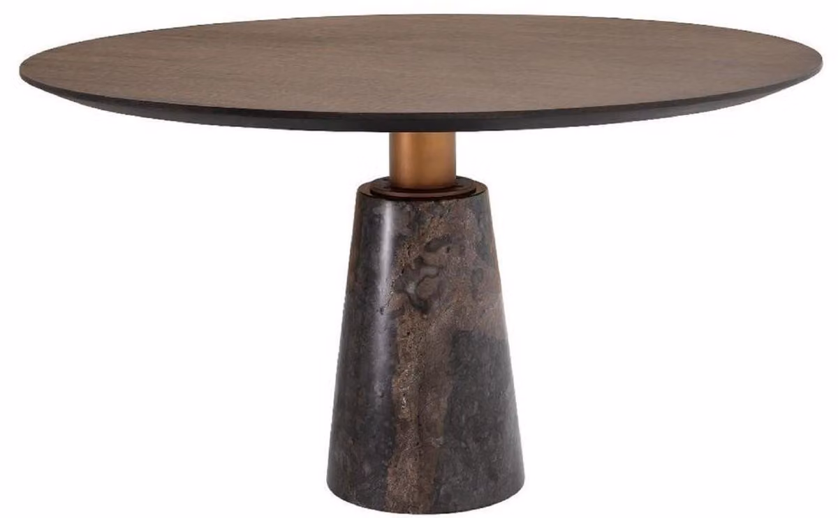 Casa Padrino tavolo da pranzo grigio Ø 132 x h. 76 cm - Tavolo da cucina rotondo in marmo - Mobili da sala da pranzo