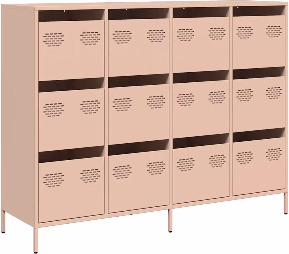 Credenza Rosa 135x39x103,5 cm in Acciaio Laminato a Freddo