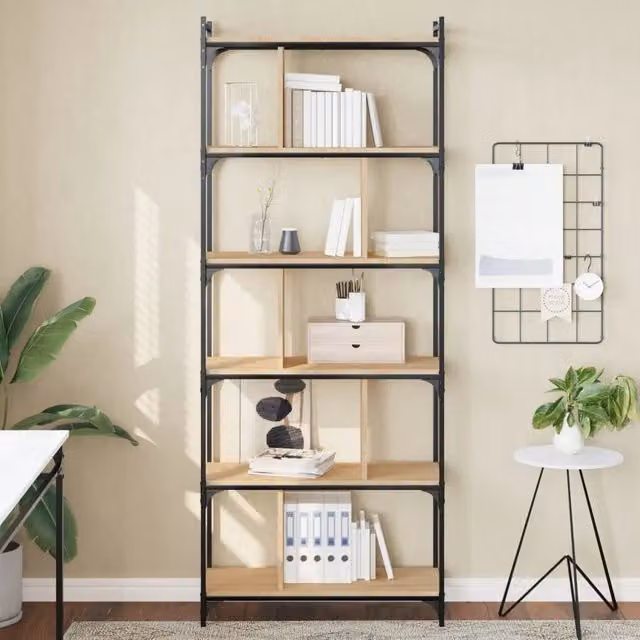 Libreria Design Mania in stile industrial con 6 ripiani, colore marrone, L: 76 cm, P: 32 cm, H: 192 cm – 1
