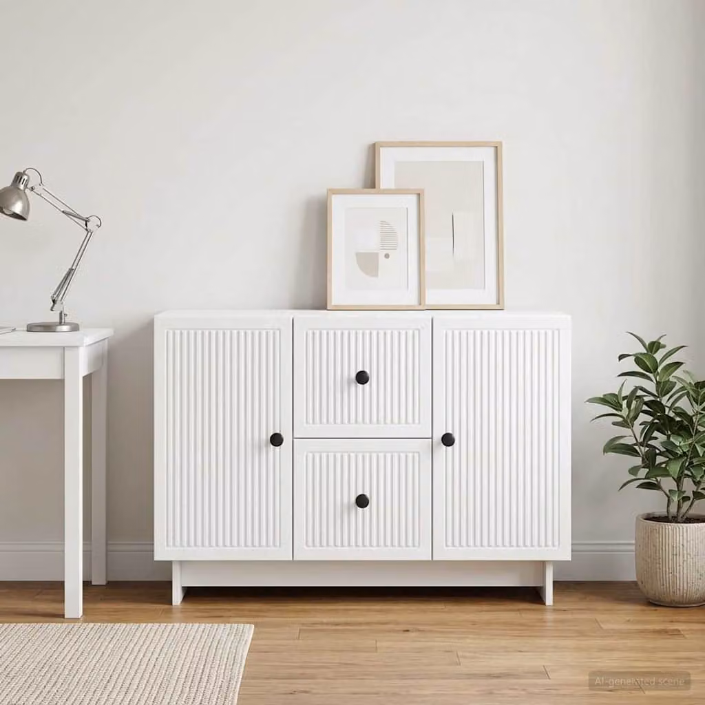 Credenza moderna vidaXL in legno ingegnerizzato bianco lucido L 89 x P 34,5 x H 60 cm