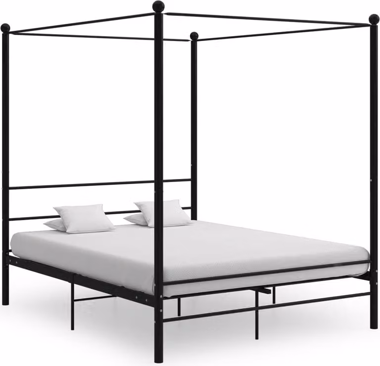 The Living Store letto a baldacchino in metallo nero 160x200 cm