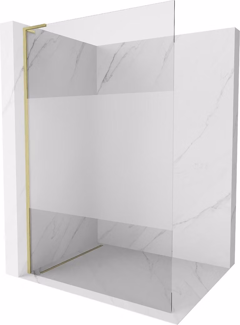 Mexen Kioto L pannello doccia Walk-in 120 x 200 cm, trasparente/opaco, oro spazzolato - 800-120-103-55-35